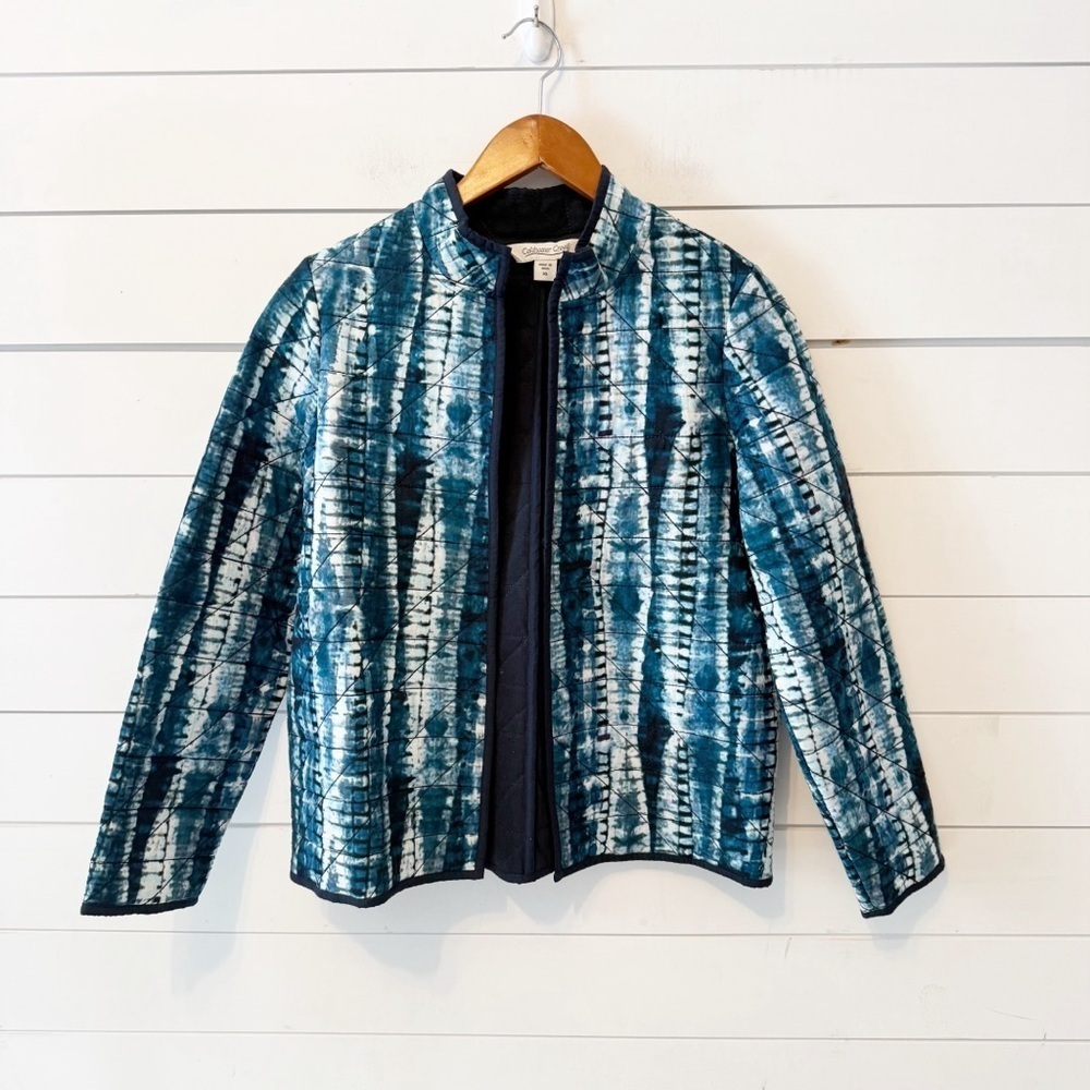 Coldwater Creek | Women’s quilted jacket with a blue/white tie-dye pattern XS